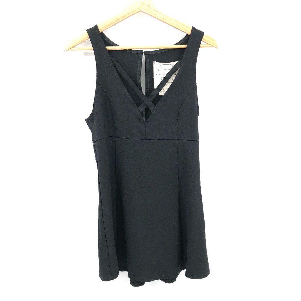 Free People V-neck cut out fit & flare mini little black dress cocktail party M